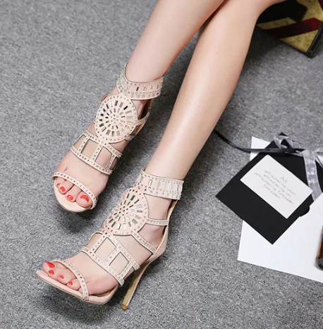 Rhinestone Open Toe heel