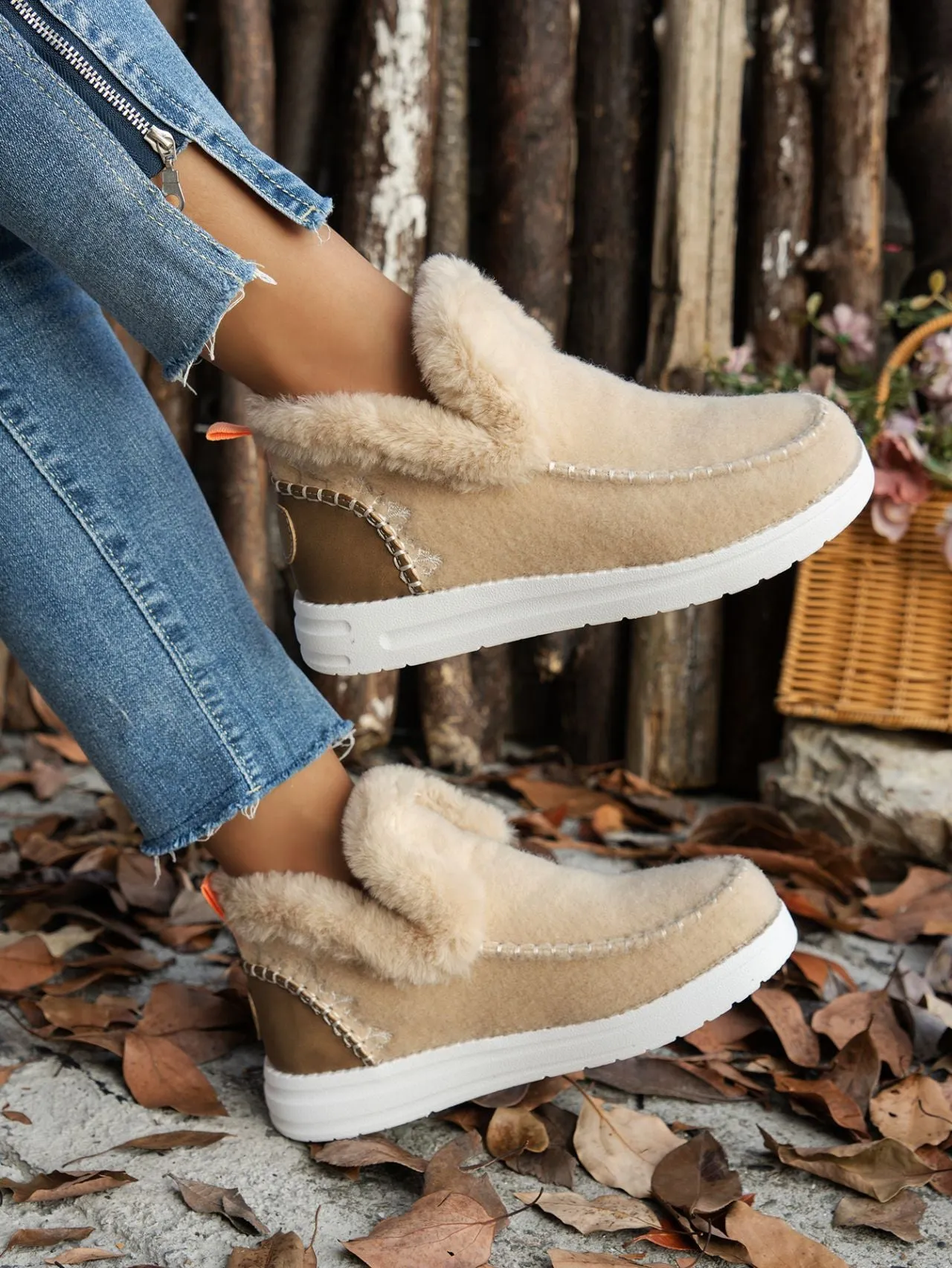 Slide Over Suede Booties