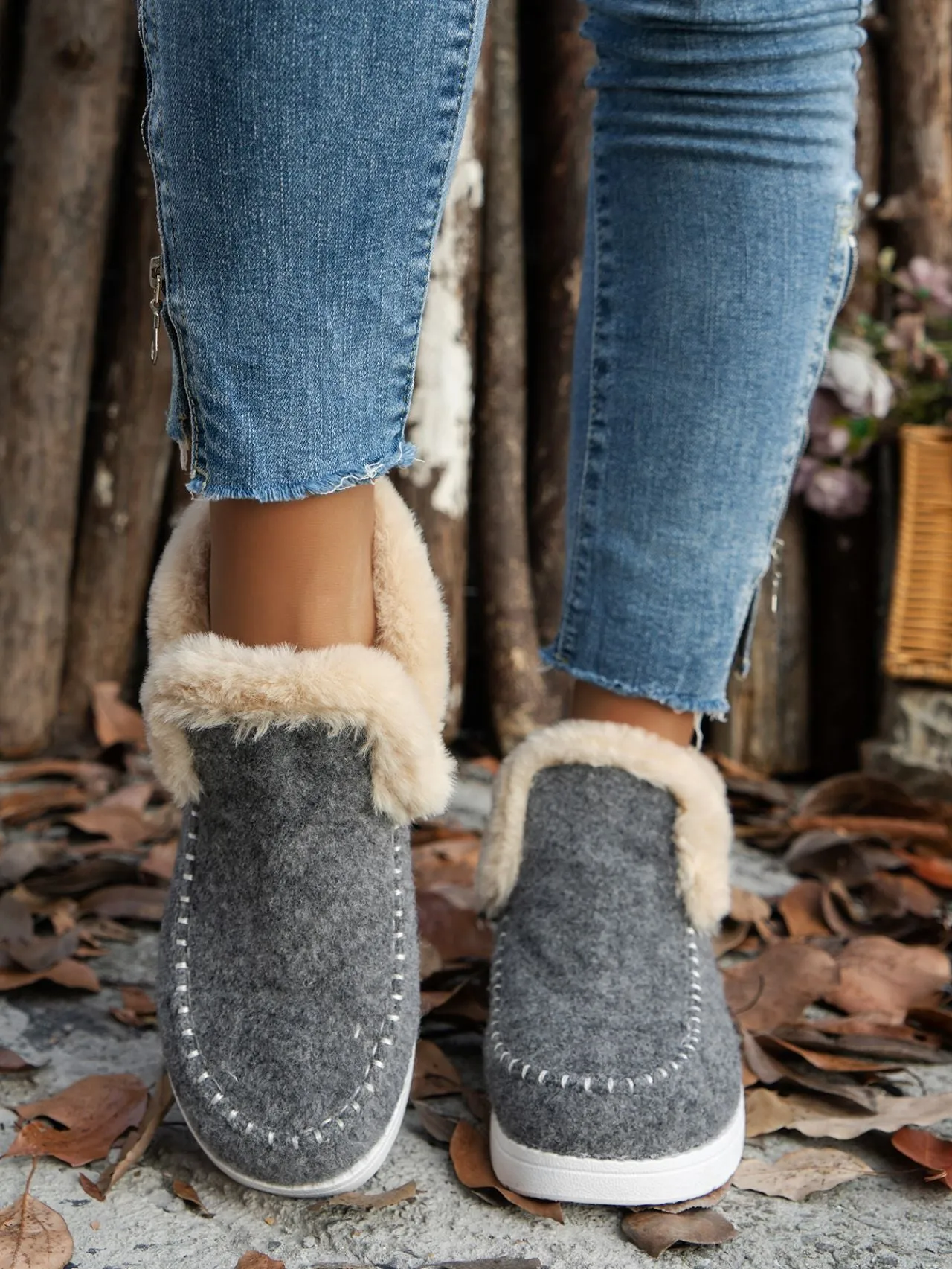 Slide Over Suede Booties