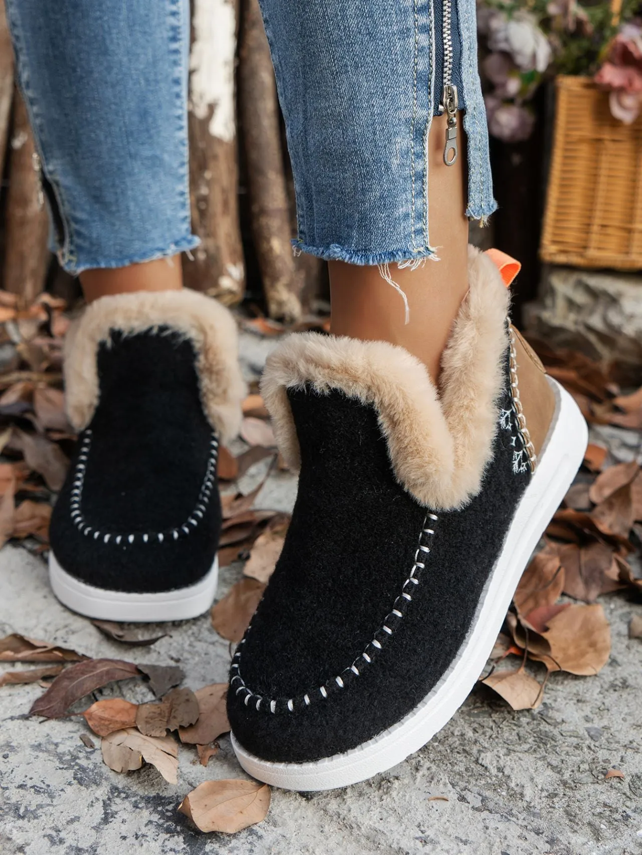 Slide Over Suede Booties